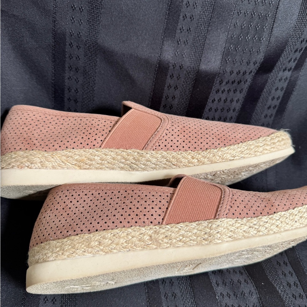 Pink Perforated Espadrille Flats